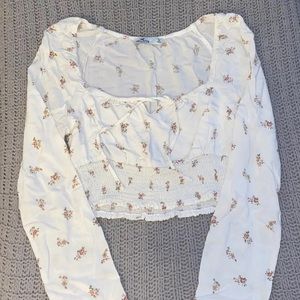 Hollister Cropped Long Sleeve Floral Top